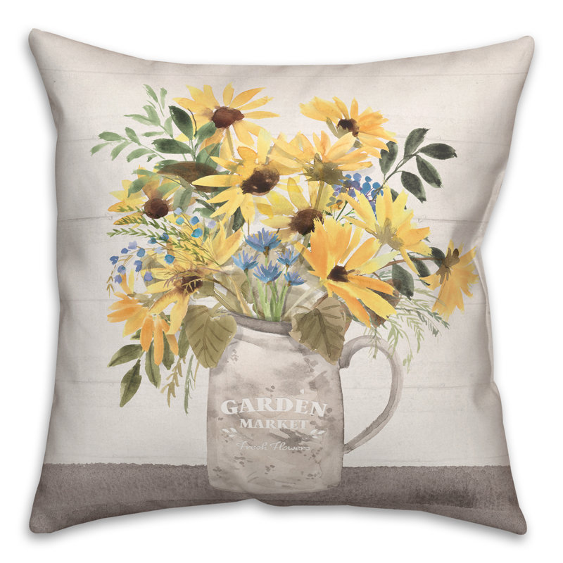 Coussin intérieur / extérieur Pitcher Of Sunflowers Market