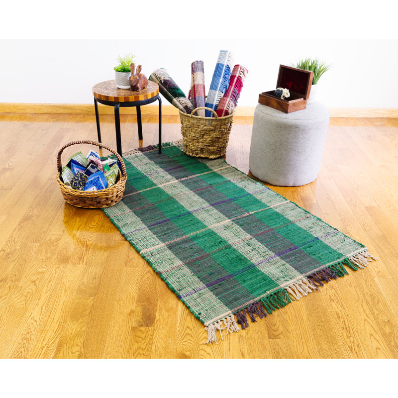 Covarrubias Cotton Plaid Indoor Rug, Rectangle 3' x 5'
