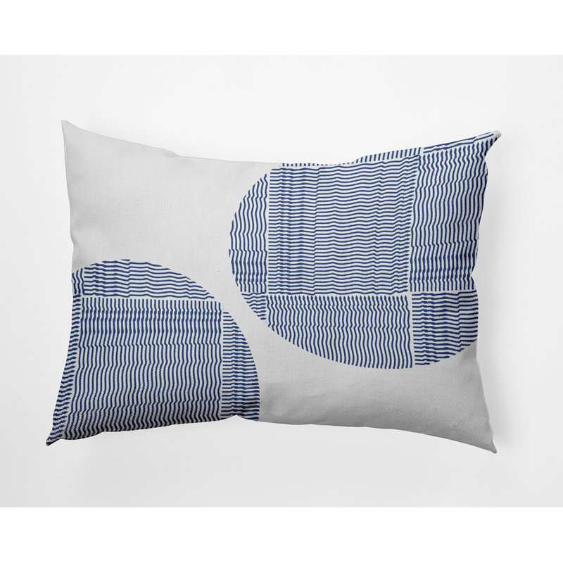 Geometric Outdoor Reversible Throw Pillow, Navy Blue