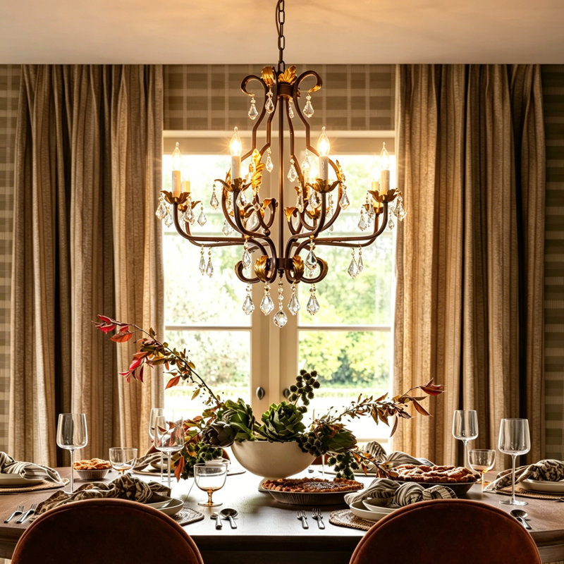 Lustre de style bougie Castela, H 34,2 po x l 27,5 po x P 27,5 po, 8 lumières