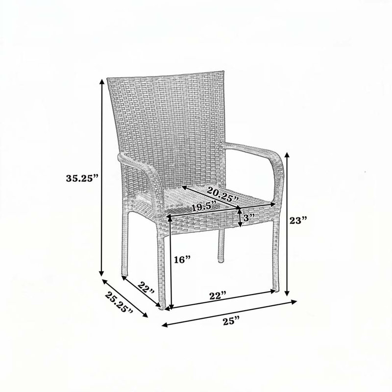 Chaise d'extérieur en osier de patio, Brun
