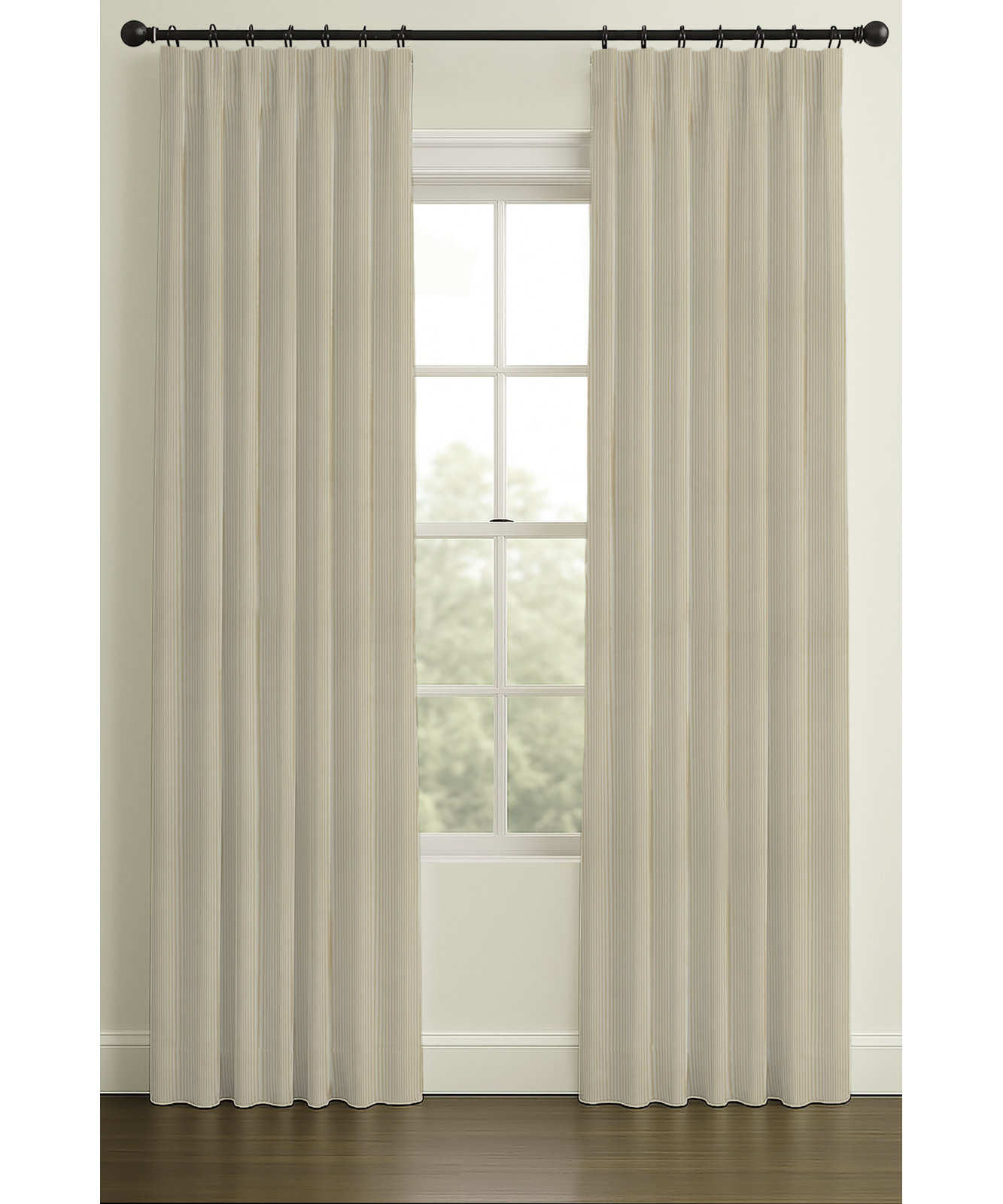 Wakefield Ticking Stripe Curtain in Sand, Single, 50" W x 84" L, Rod Pocket