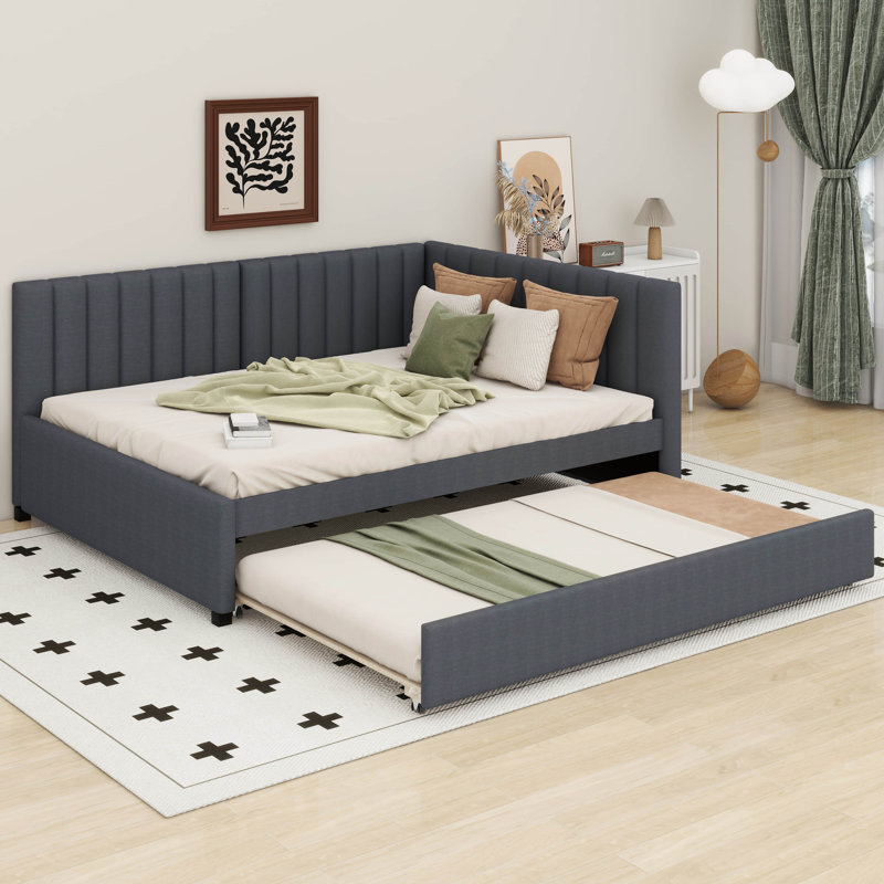 Ayob Upholstered Daybed, Dark Gray