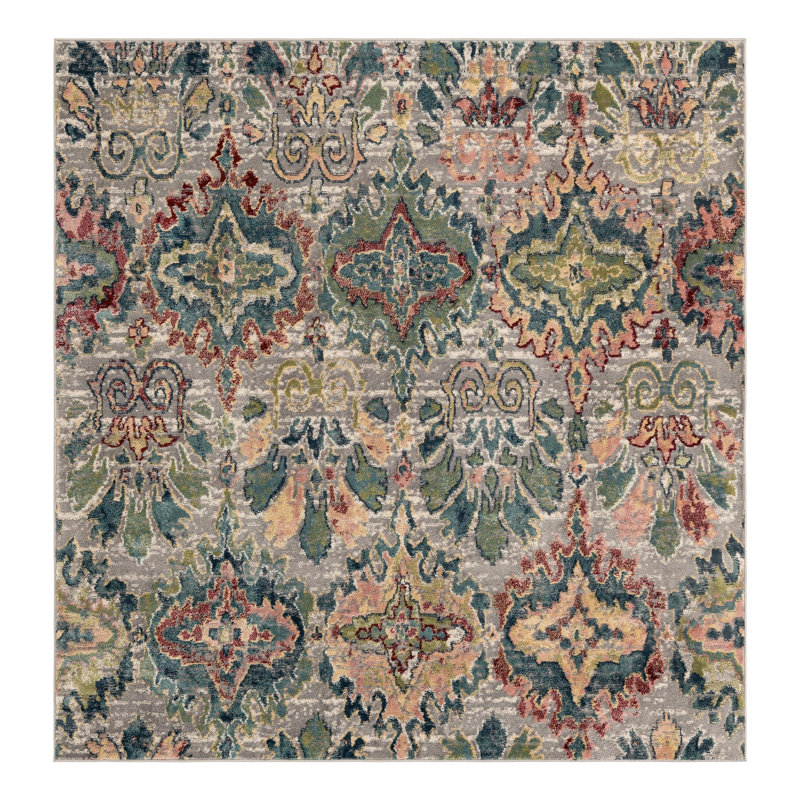 Geometric Indoor Rug, Square 6'1", Gray