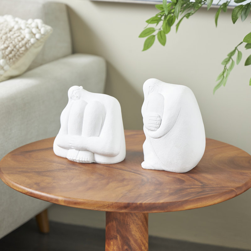 Cole And Grey Resin Abstract People Sculpture With Tucked Sitting Position