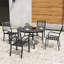Ensemble de table de salle à manger 5 pièces avec trou pour parasol et 4 chaises pliantes en métal