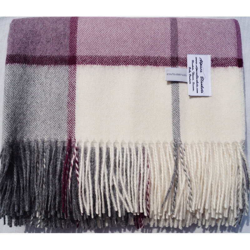 Hand Woven Throw Blanket, Fuchsia/Gray