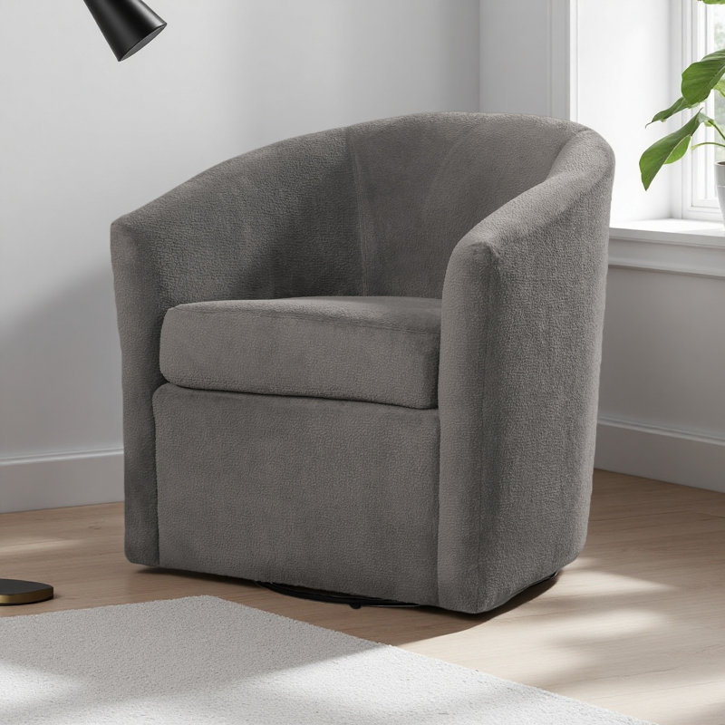 Fauteuil d'appoint pivotant en tissu performant, Brun cendré
