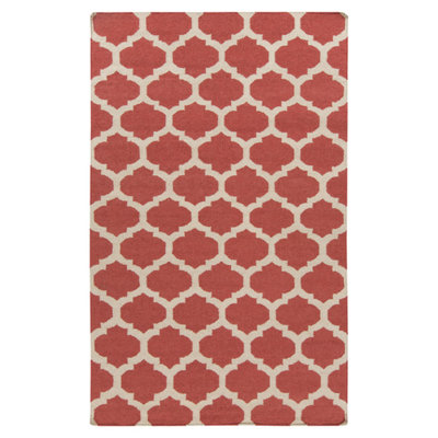 Tapis rose en laine tissé à la main Kramer