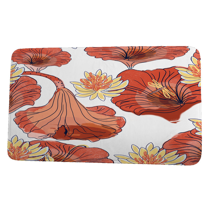 Lucious Non-Slip Bath Mat, 21" W x 34" L, Red Orange