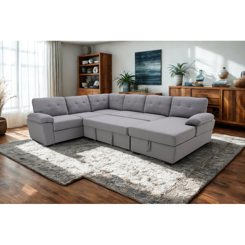 Lit Arusha en tissu Aine avec rangement, Gris