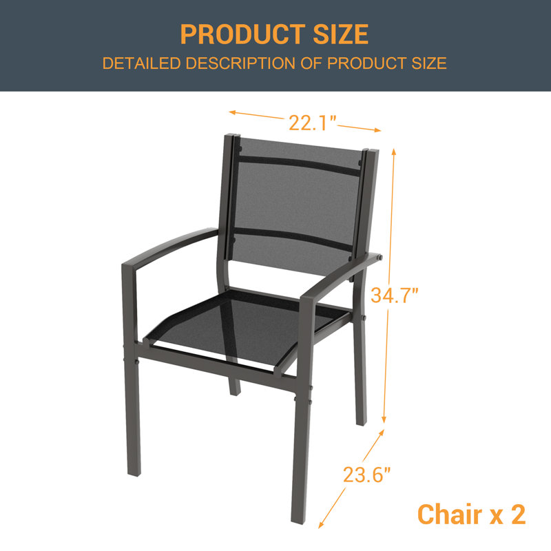 Chaise de patio (ensemble de 2), Noir
