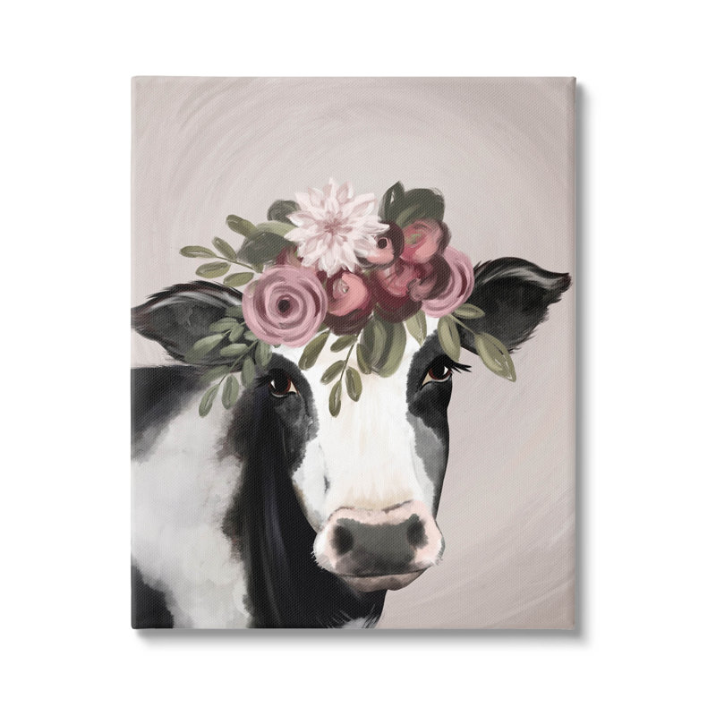 «Floral Farm Cow» par Jo Taylor, H 20 po x l 16 po x P 1,5 po