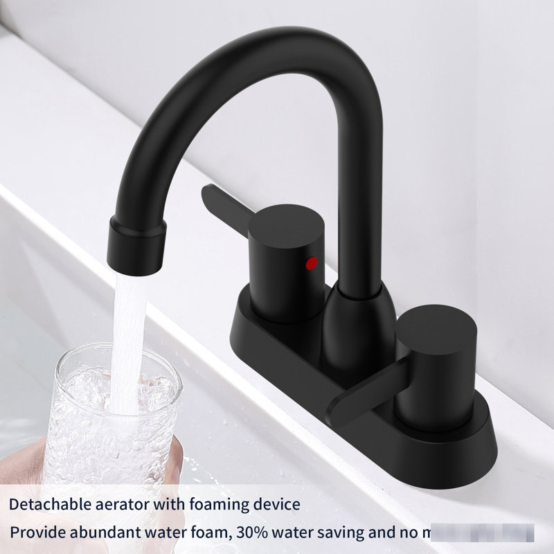 Matte Black Bathroom Faucet For Rv With 2 Handles - Modern Lavatory Solid Brass Plastic And Stainless Steel 3 Hole Sink In Installation