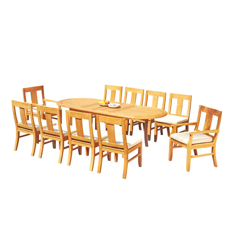 Osborne Outdoor Teak Dining Set, 94" L x 40" W x 30.5" H, 10