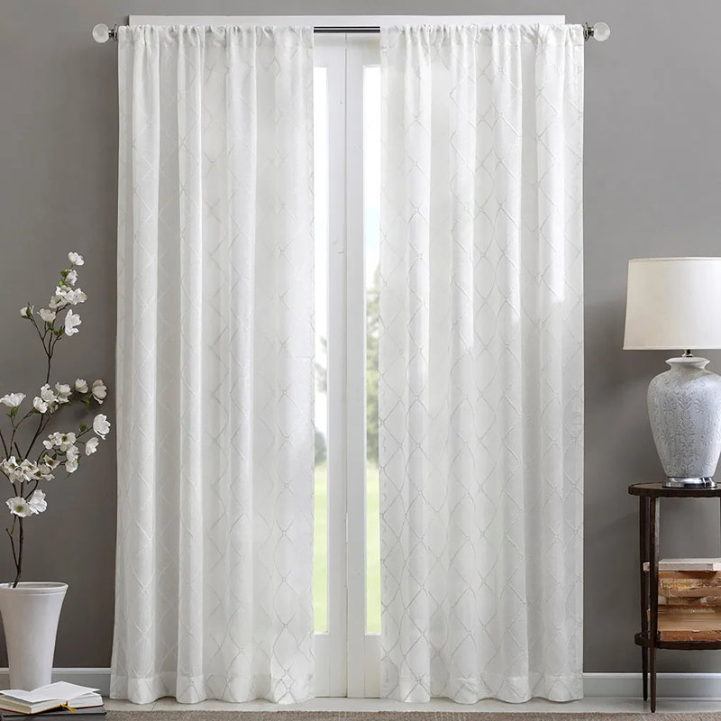 Panneau de rideau transparent Diamond (seulement 1 panneau PC), Blanc
