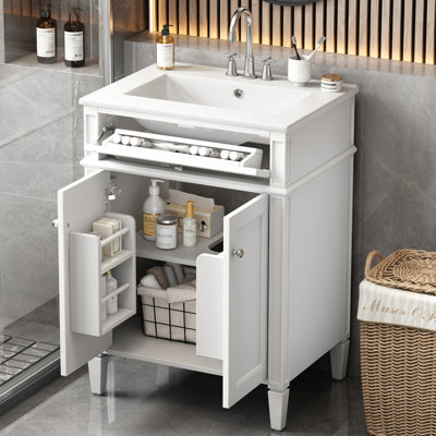 24" Bathroom Vanity With Ceramic Top Sink