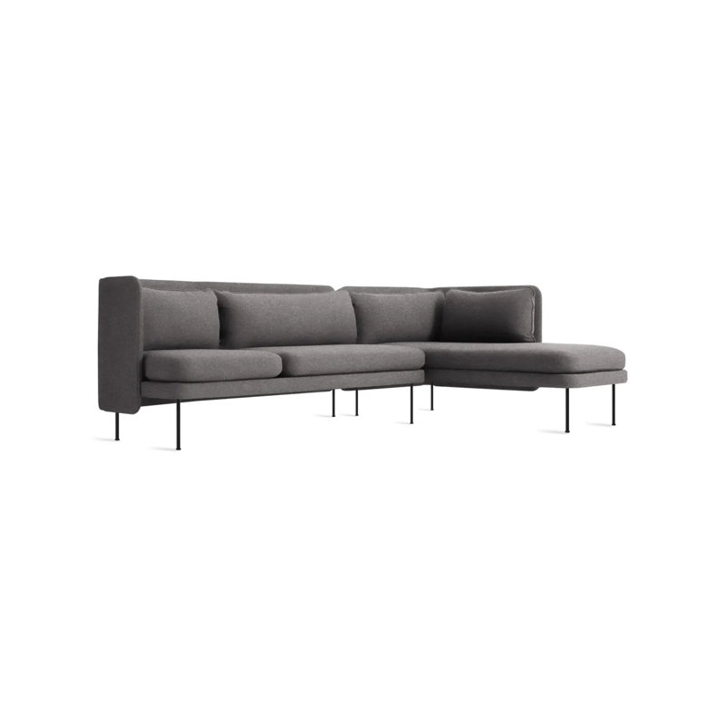 Bloke Upholstered L-Shaped Sectional, Right Hand Facing, Gabro Gray Wool Blend