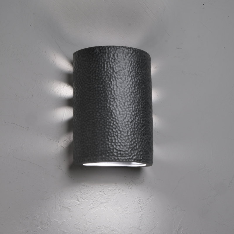 Cammi Ceramic Outdoor Wall Light, LED Bulb Included, Rubbed Pewter, 10.5" H x 7" W x 4" D