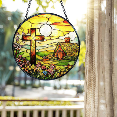 Capteur de soleil en vitrail 7,87 pouces, décoration toute l'année, cadeau pour l'anniversaire de la pendaison de crémaillère de l'Action de grâce