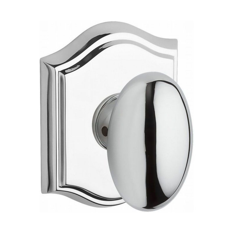 Ellipse Passage Door Knob with Traditional Arch Rose, Polished Chrome