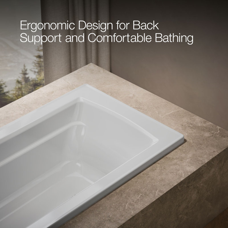 Archer® Drop-in Bath with Bask Heated Surface and Reversible Drain, White