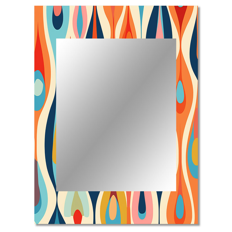 Rétro abstrait Gouttes - grand miroir géométrique mural moderne, 40" x 30"