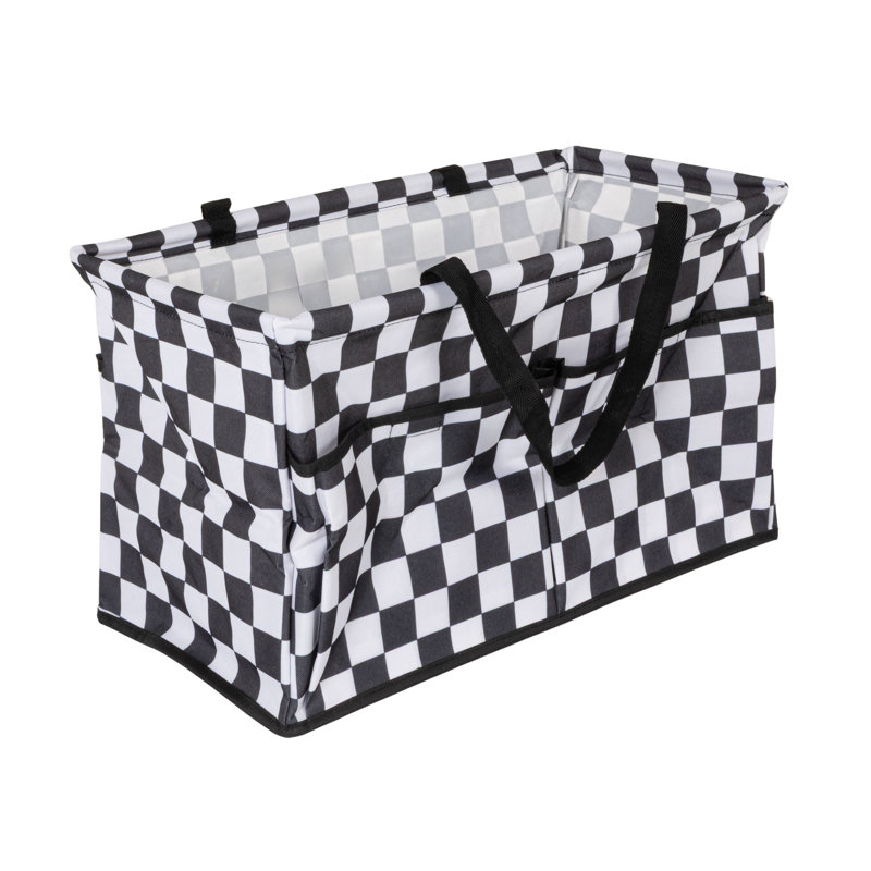 Sac fourre-tout polyvalent avec poches Maiko Krush, Blanc / carreauté noir