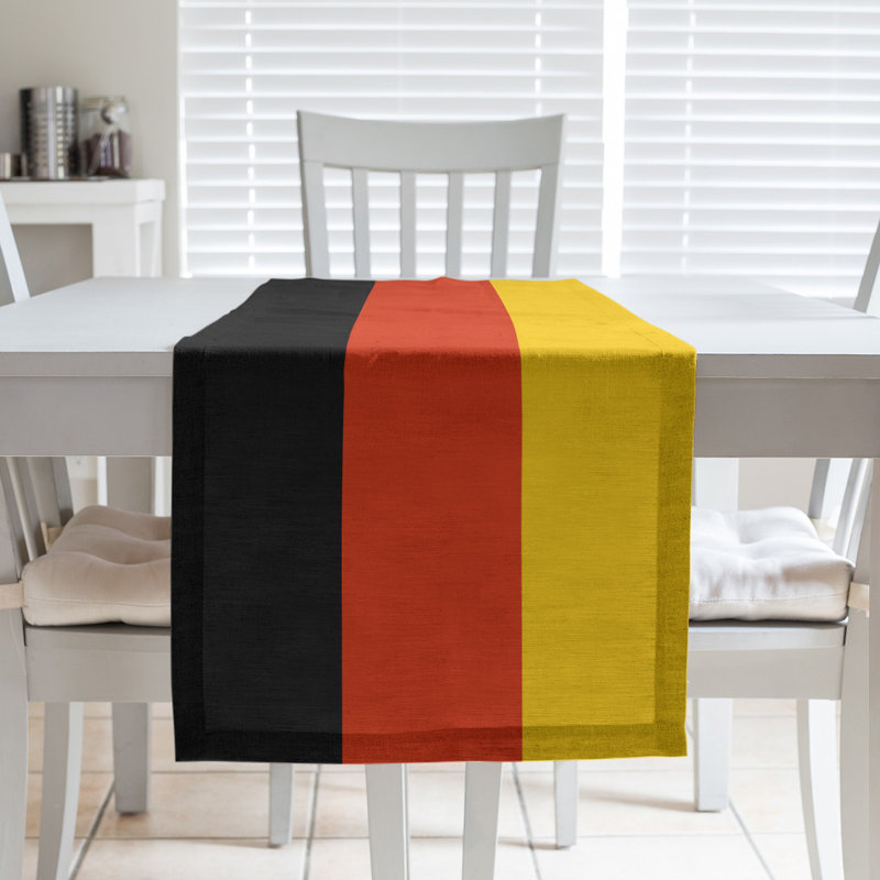 Calgary Table Runner, 72" x 16", Black/Red/Yellow, Cotton Blend