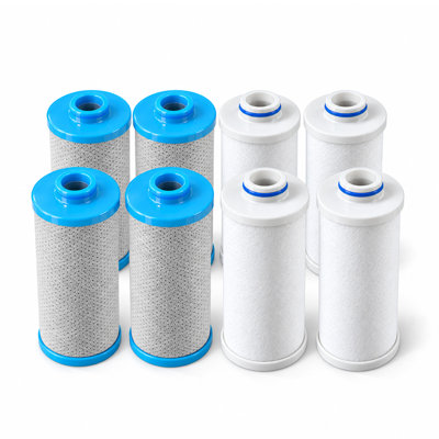 Cartouches de rechange pour filtre de douche, inserts de filtre en coton PP pour pommeau de douche, 8,9 cm H x 5,1 cm D, paquet de 8 éléments filtrants de rechange pour systèmes de douche de salle de bain, réduisent les impuretés pour une peau et des cheveux plus doux