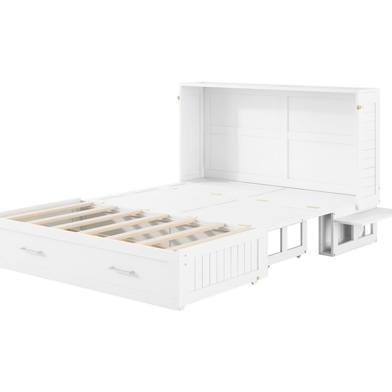 Grand lit blanc pour grand lit avec tiroir et tablette fonctionnelle, grand assemblage