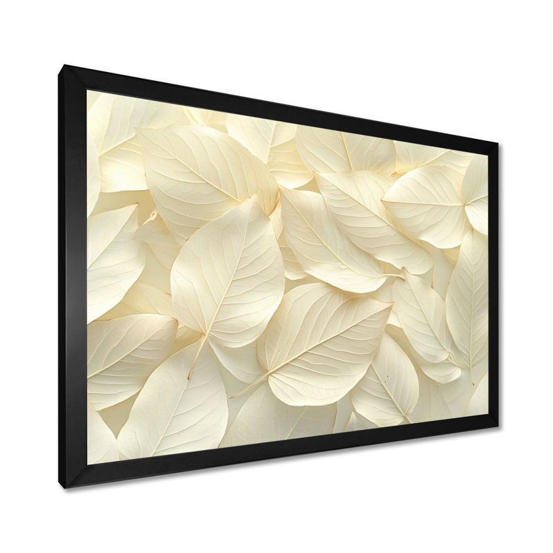 Ivoire, feuilles, collage, feuillage I - feuilles, décoration murale, H 30 po x l 40 po, Noir