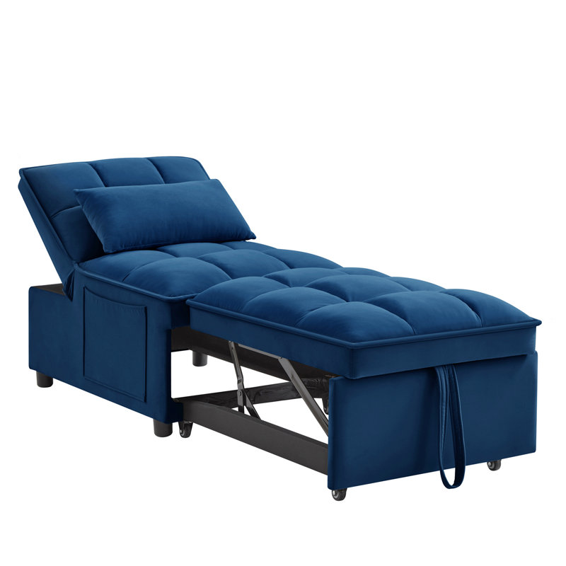 4 In1 Multi-Function Single Sofa Bed With Storage Pockets,Tufted Single Pull-Out Sofa Bed With Adjustable Backrest And Pillows ,Convertible  Chaise Lounge