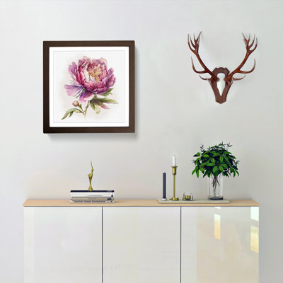 Peony Flower Watercolour - Framed Print