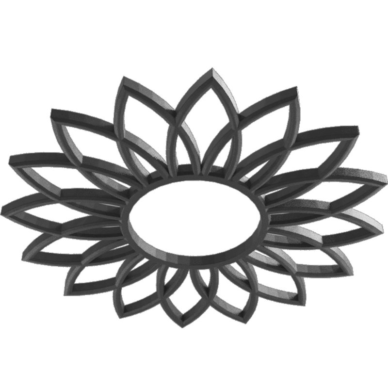 Médaillon de plafond 22 po x 22 po x P 7 5/8 po x P 3/4 po Daisy, H 22 po x l 22 po x P 0,75 po, Nickel