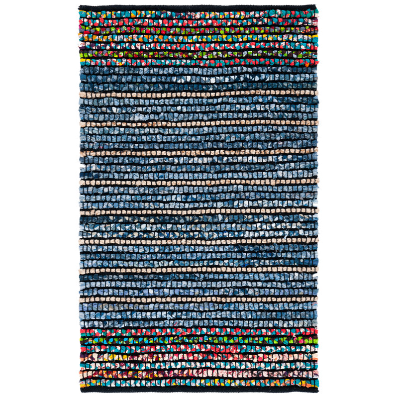 Owlswick Hand Woven 0.9 Cotton 0.1 Jute Striped Rug, Rectangle 9' x 12'