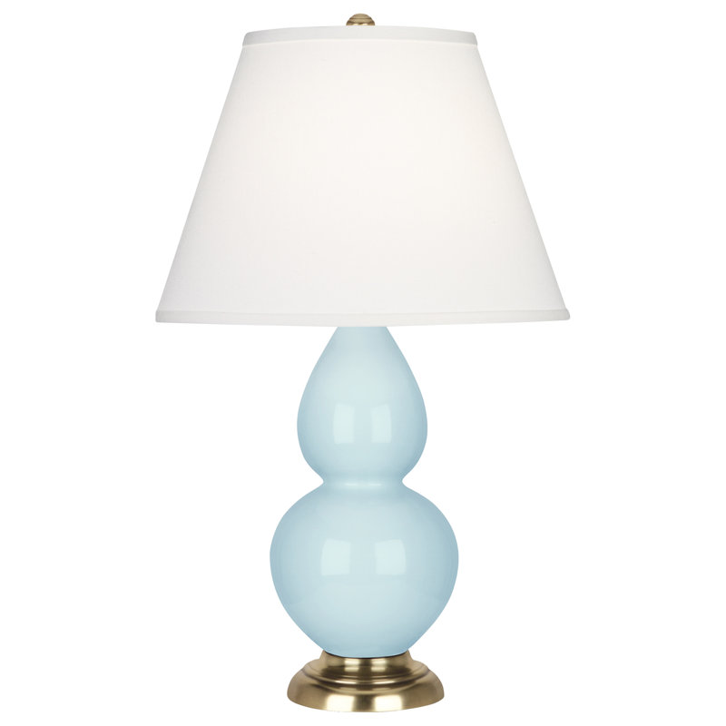 Gourd Table Lamp, Baby Blue and Brass Base
