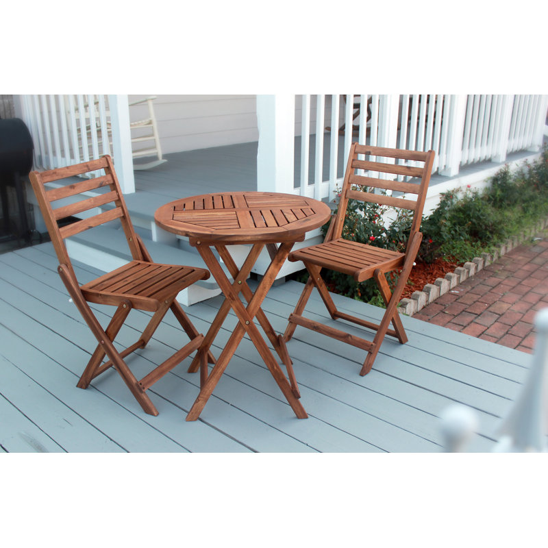 Borica 2 - Person Wood Patio Dining Set with Round Table
