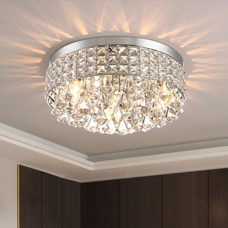 Theodora 15" W 4-Light Dimmable Drum Flush Mount , Chrome