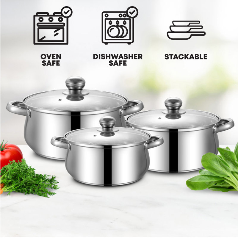 SQ Professional Lustro 3 - Piece Stainless Steel (18/8) Cookware Set 