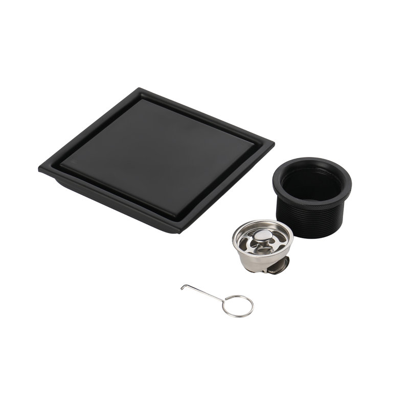 Drain de douche carré en acier inoxydable de 6 pouces avec piège à cheveux et insert de carrelage et grille 2 en 1 FINE FIXTURES