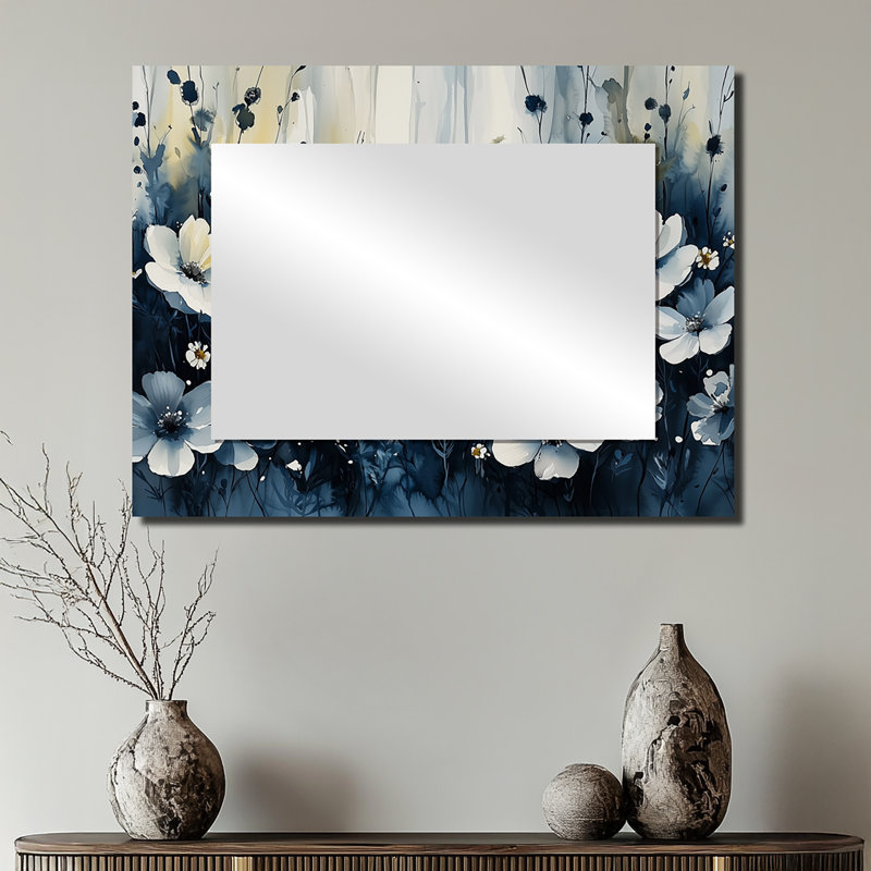 Miroir d'appoint «Midnight Violet Flowers In Fields II» - Violets, 24 po x 32 po