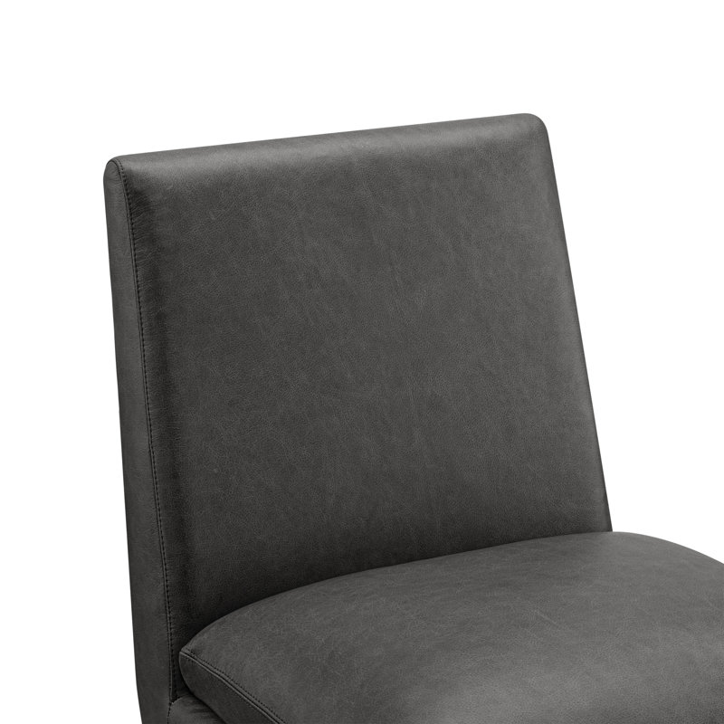 Chaise Bethea, Cuir fleur de Marseille noir