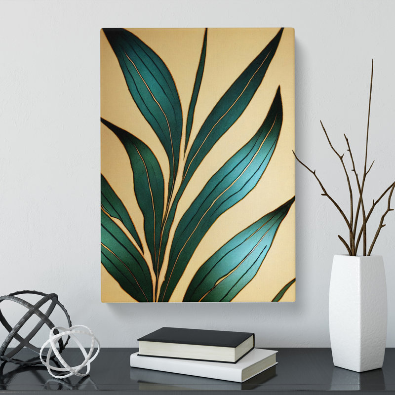 Waneta Fern Leaf Sgraffito - Wrapped Canvas Print, 50cm H x 35cm W x 3cm D, Canvas