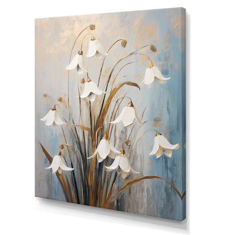 " Minimalism Snowdrop Flowers Harmony IV ", Wrapped Canvas, 32" H x 16" W x 1" D