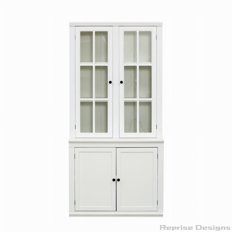 75.25''H Farmhouse Freestanding Pantry Hutch Cabinet with Glass Door
