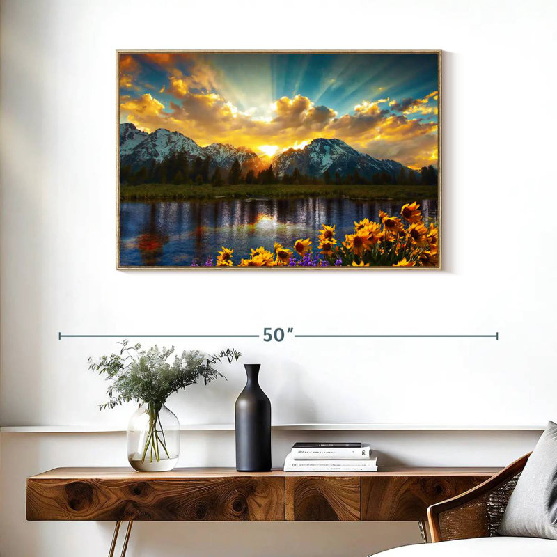 Grand Teton, Cadre flottant en bois naturel, 37 po x 25 po