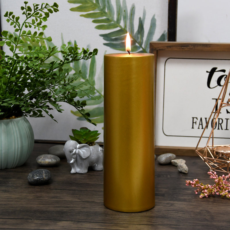 Pillar Candles Pillar Candle, Metallic Bronze Gold