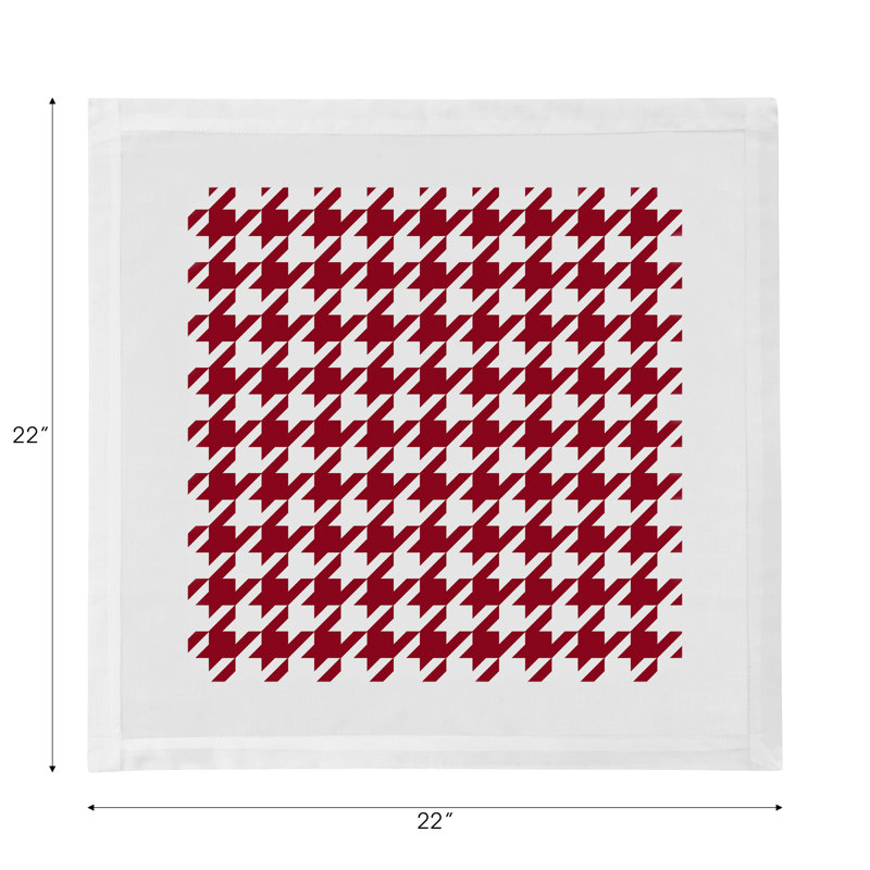 Houndstooth Cotton Blend Square Napkins, Red White