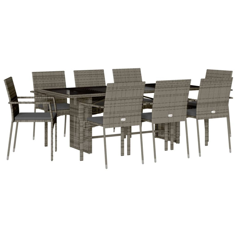  Ensemble de salle à manger de jardin gris, gris foncé
